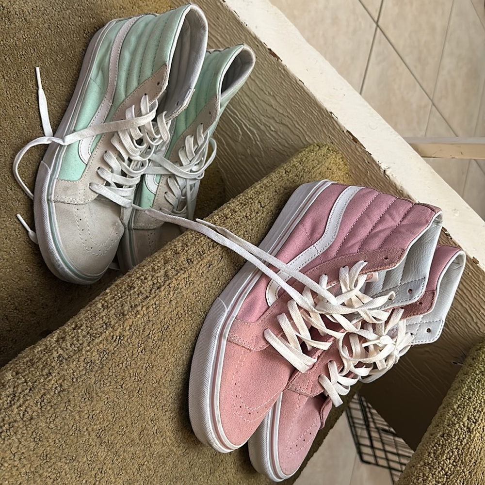 Pink vans green vans